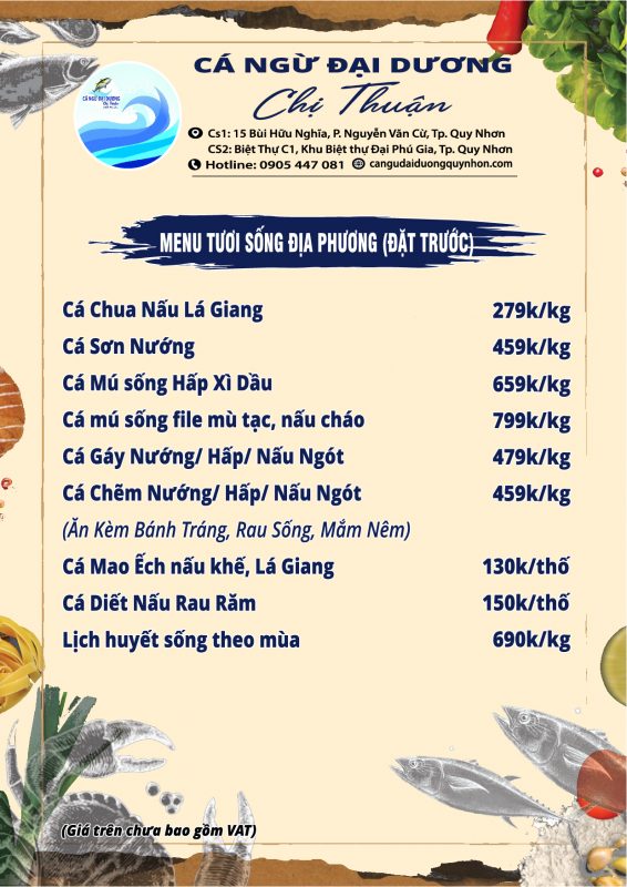 menu Đại Phú Gia